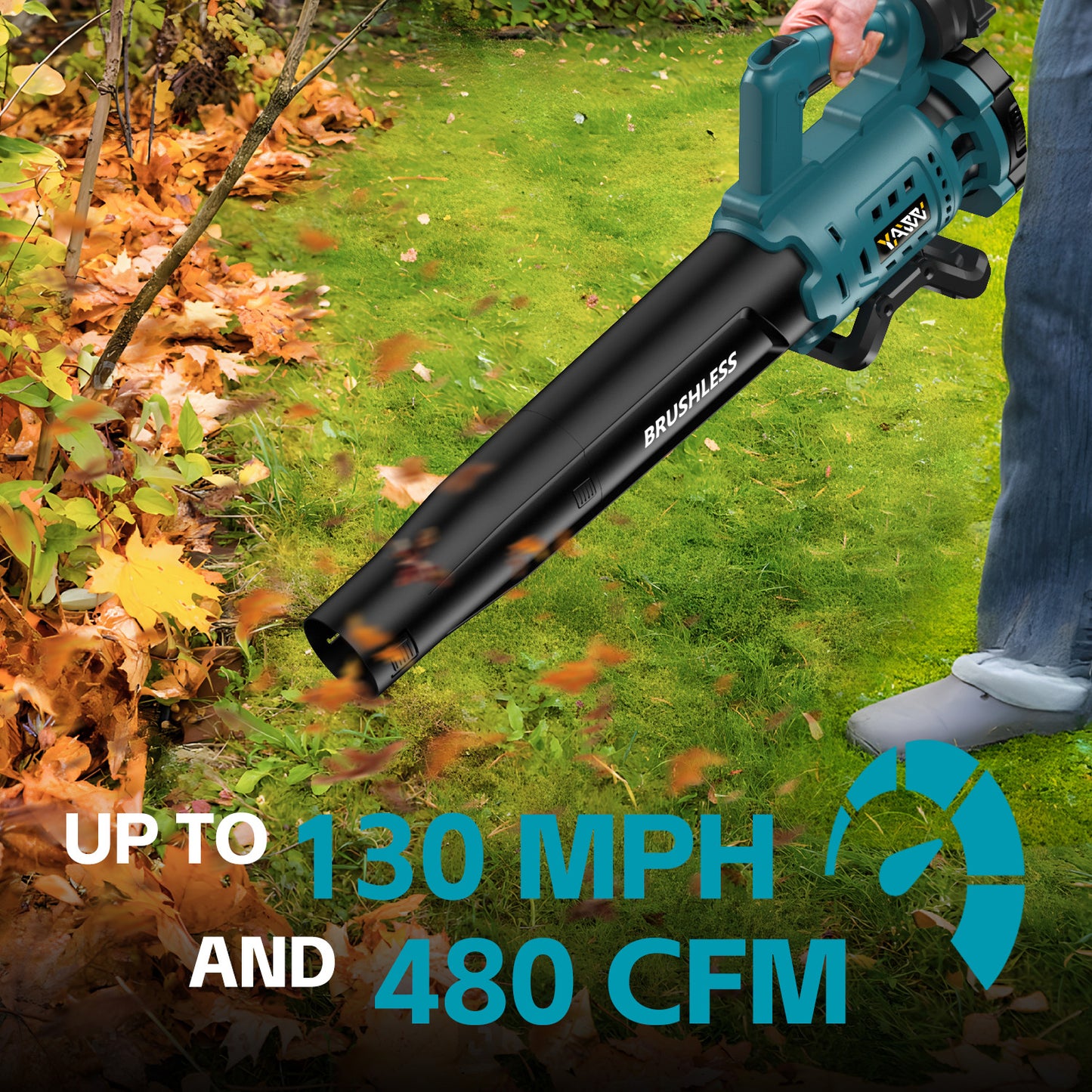 Cordless Leaf Blower for Makita 18V Battery, 480 CFM Electric Blower with Brushless Motor, Lockable to Maintain Speeds up to 130MPH, Handheld Blower for Snow Blowing, Lawn Care, Yard(No Battery)