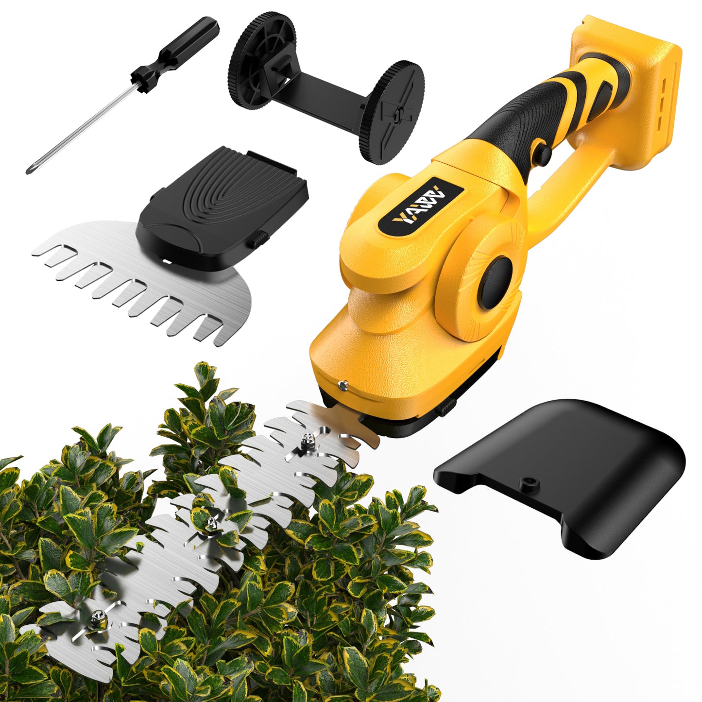 Cordless Hedge Trimmer for De-Walt 20V Battery(Battery not Included), 2 in 1 Handheld Hedge Trimmer with Grass Shear & Shrubbery Trimmer, 45° adjustable Grass Trimmer for Yard Lawn, Backyard, Garden