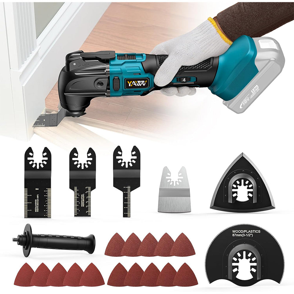 Cordless Oscillating Tool for Makita 18V Battery, 6 Variable Speed Brushless-Motor Tool, Oscillating multi tool kit for Cutting Wood Drywall Nails Remove Grout & Sanding(Battery Not Included)