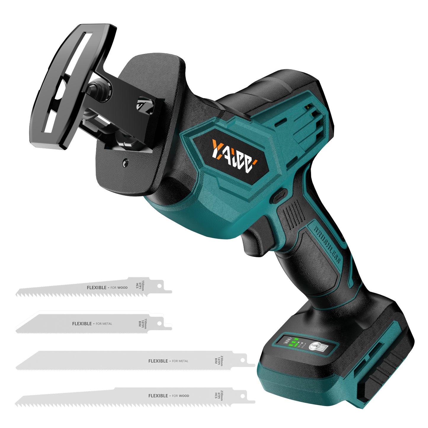 Cordless Reciprocating Saw for Makita 18V Battery, 3 Variable Speed 0-3500 Brushless Recipro Saw, Tool-free Blade Change, 4 Saw Blade Potable Recipro Saw kit for Wood/Metal/PVC Cuts - Tool Only