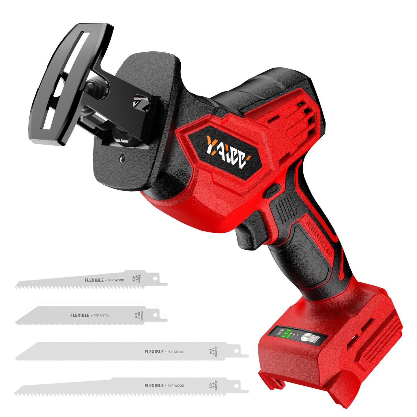 Lightweight Reciprocating Saw for Milwaukee M18 Battery, 3 Variable Speed 0-3500 Brushless Recipro Saw, Tool-free Blade Change, 4 Saw Blade Potable Recipro Saw kit for Wood/Metal/PVC Cuts - Tool Only