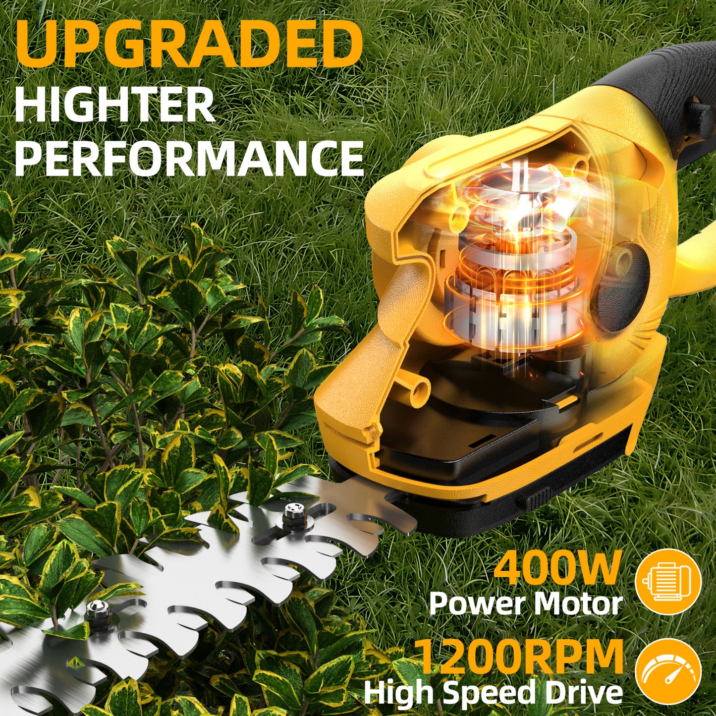 Cordless Hedge Trimmer for De-Walt 20V Battery(Battery not Included), 2 in 1 Handheld Hedge Trimmer with Grass Shear & Shrubbery Trimmer, 45° adjustable Grass Trimmer for Yard Lawn, Backyard, Garden