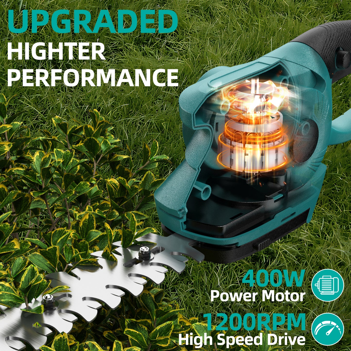 Cordless Hedge Trimmer for Makita 18V Battery(Battery not Included), 2 in 1 Handheld Hedge Trimmer with Grass Shear & Shrubbery Trimmer, 45° adjustable Grass Trimmer for Yard Lawn, Backyard, Garden