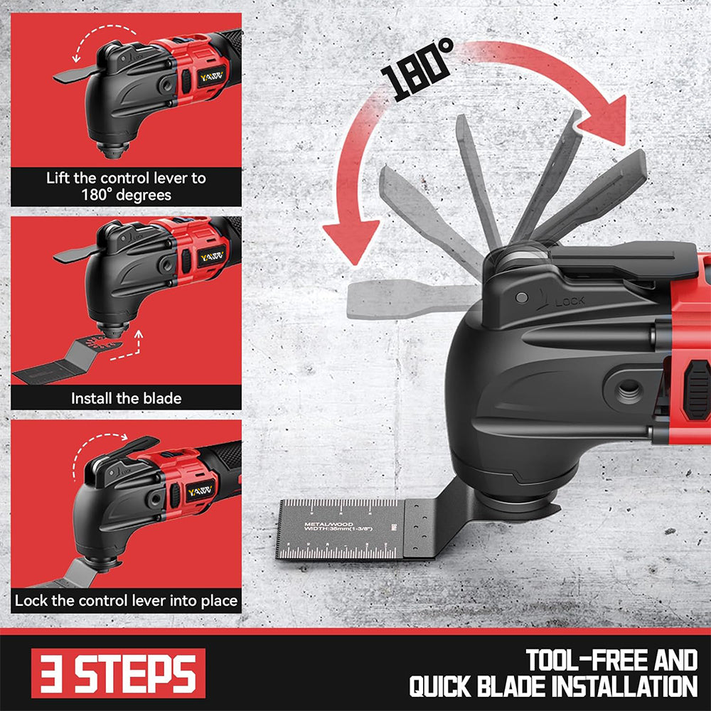 Cordless Oscillating Tool for Milwaukee 18V Battery, 6 Variable Speed Brushless-Motor Tool, Oscillating multi tool kit for Cutting Wood Drywall Nails Remove Grout & Sanding(Battery Not Included)