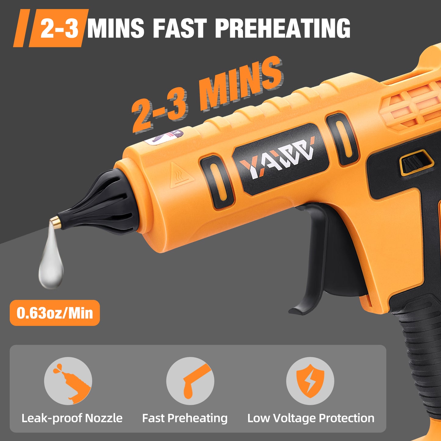 Cordless Hot Glue Gun for DEWALT 20V Max Battery,Drip-free Handheld Electric Power Glue Gun Full Size with 20pcs Glue Sticks,Wireless Glue Gun for Arts Crafts DIY Home Quick Repairs(Battery Not Included)