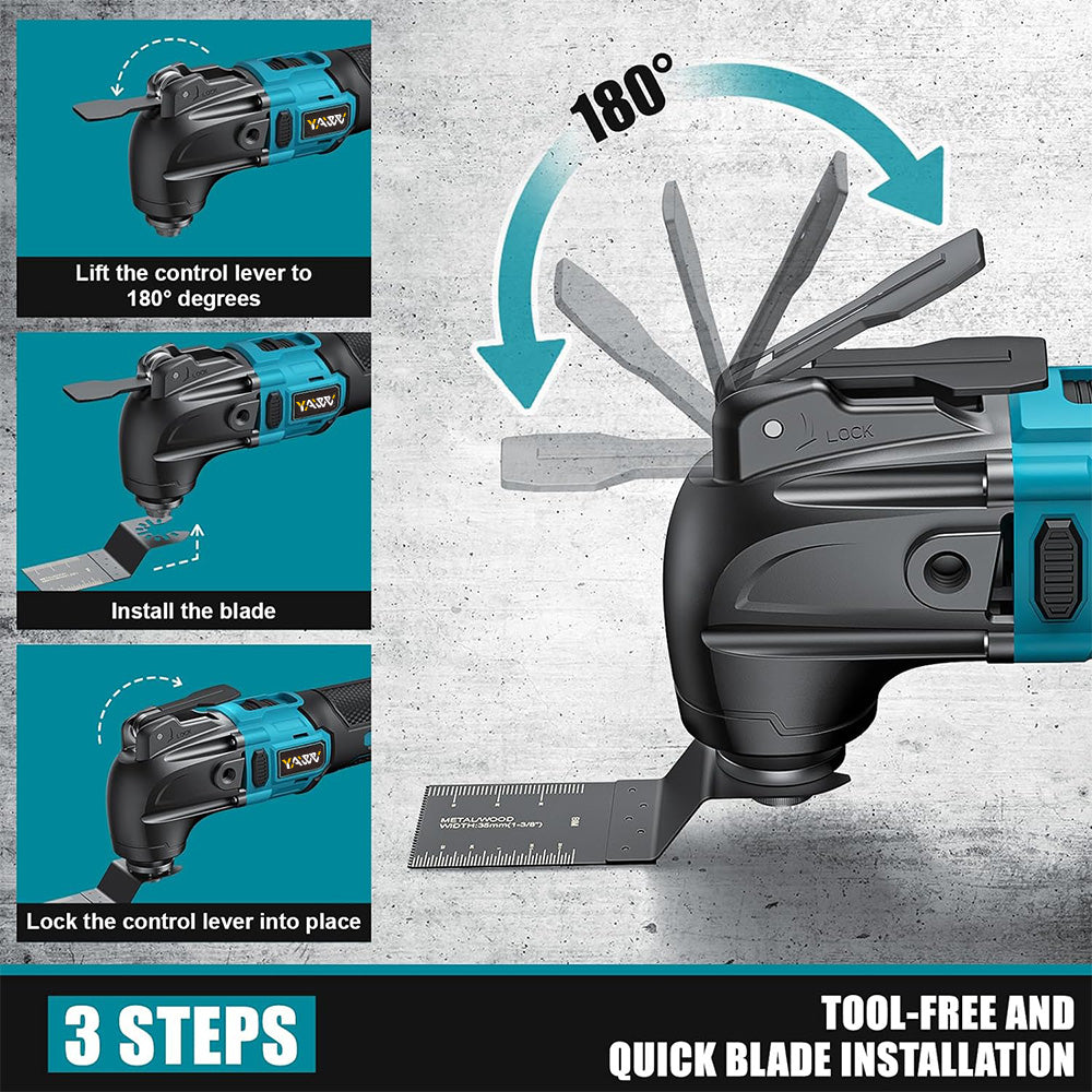 Cordless Oscillating Tool for Makita 18V Battery, 6 Variable Speed Brushless-Motor Tool, Oscillating multi tool kit for Cutting Wood Drywall Nails Remove Grout & Sanding(Battery Not Included)