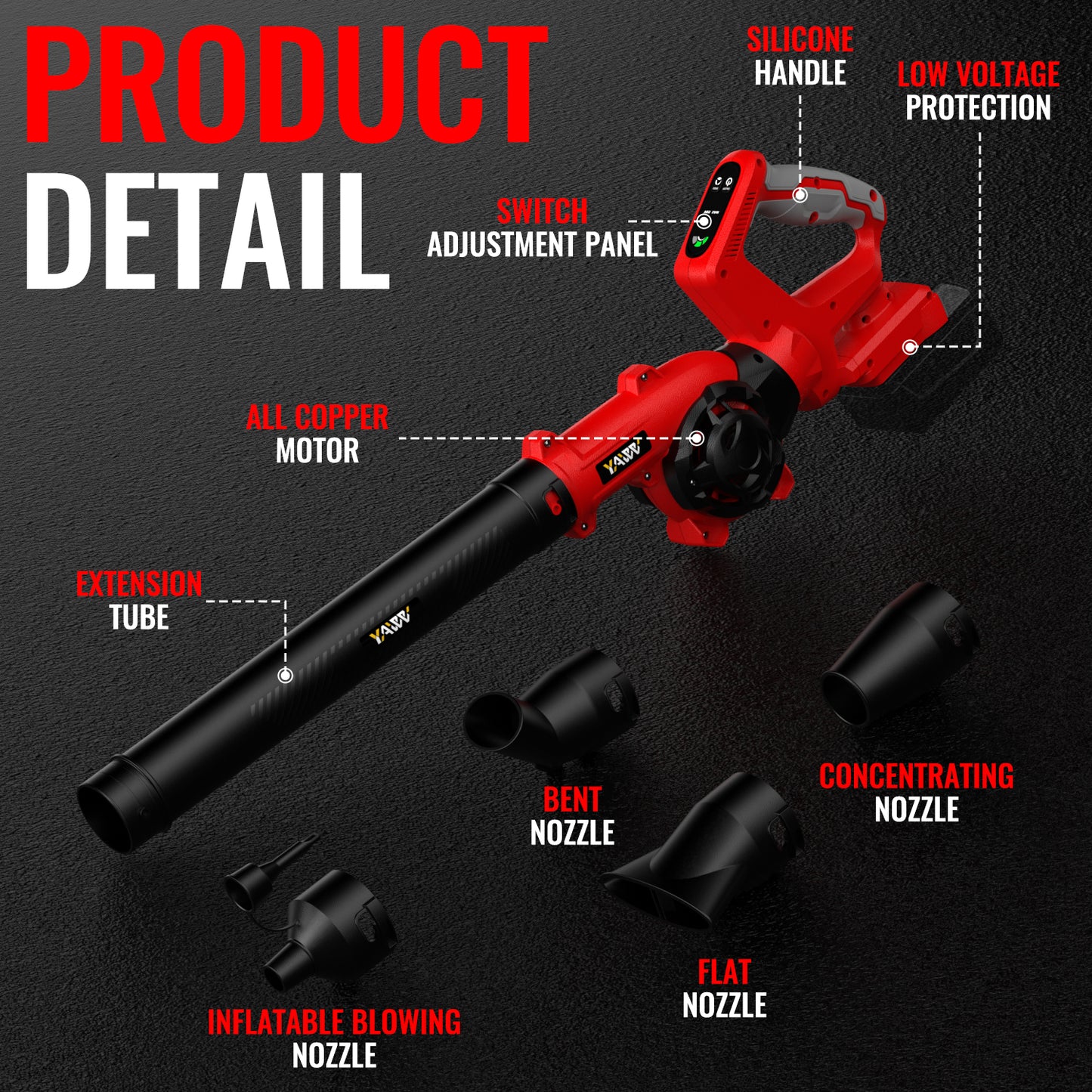 Leaf Blower, Cordless Leaf Blower for Milwaukee M18 Battery, 3 Speed Modes Up to 200MPH, 270° Rotatable Electric Leaf Blower with 4 Blowing Nozzles for Lawn Care and Yard(Battery Not Included)