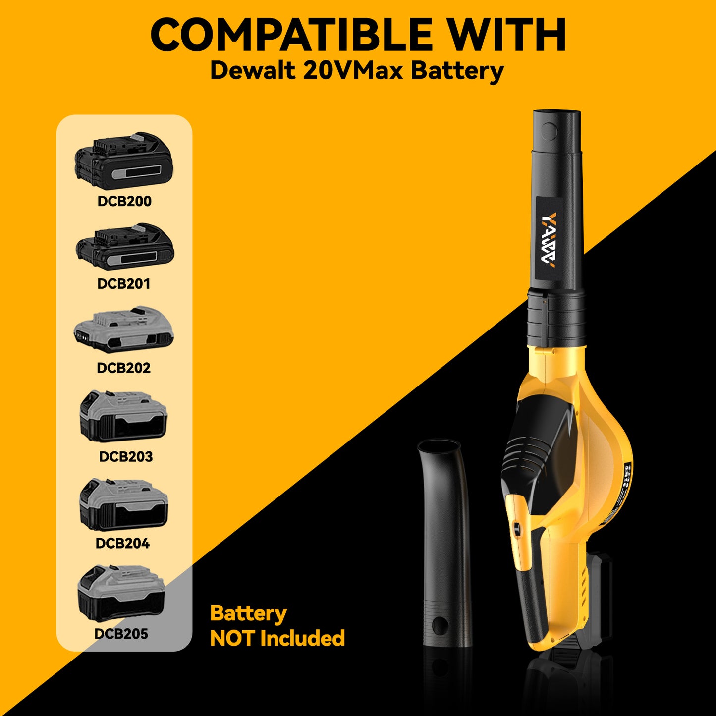 Cordless Leaf Blower for Dewalt 20V Max Battery,Handheld Electric Jobsite Air Blower,5 Variable Speed Up to 150MPH,100 CFM Powerful for Lawn Care,Snow Blow,Yard Clean(Battery Not Included)