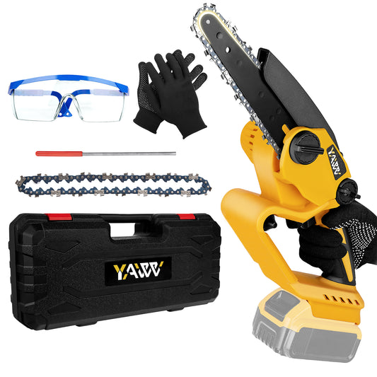 Mini Chainsaw for Dewalt 20V Max Battery, 6 Inch Cordless Chain Saw with Brushless Motor and Security Lock, Battery Powered Mini Chainsaw with 2 Replacement Chains for Wood Cutting,Tree Trimming