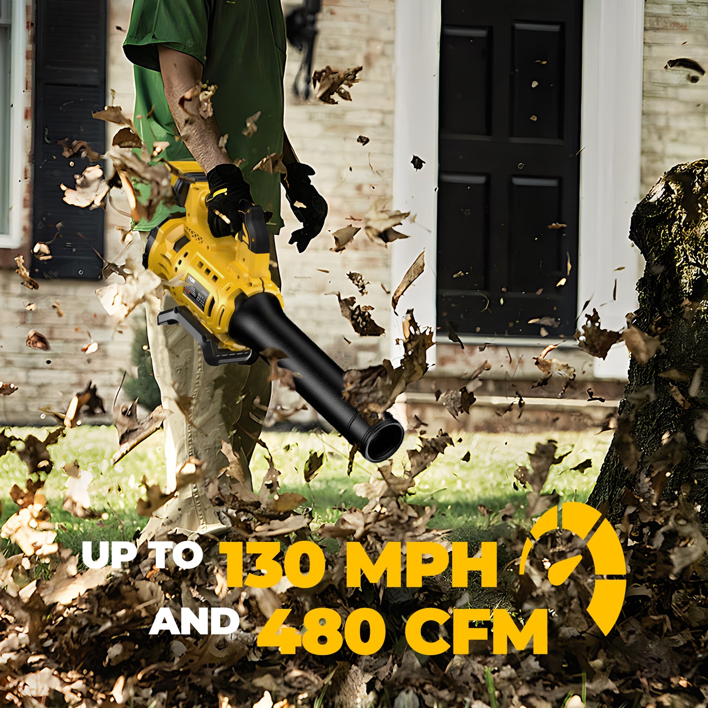 Cordless Leaf Blower for Dewalt 20V Max Battery, 480 CFM Electric Blower with Brushless Motor, Lockable to Maintain Speeds up to 130MPH, Handheld Blower for Snow Blowing, Lawn Care, Yard(Battery Not)